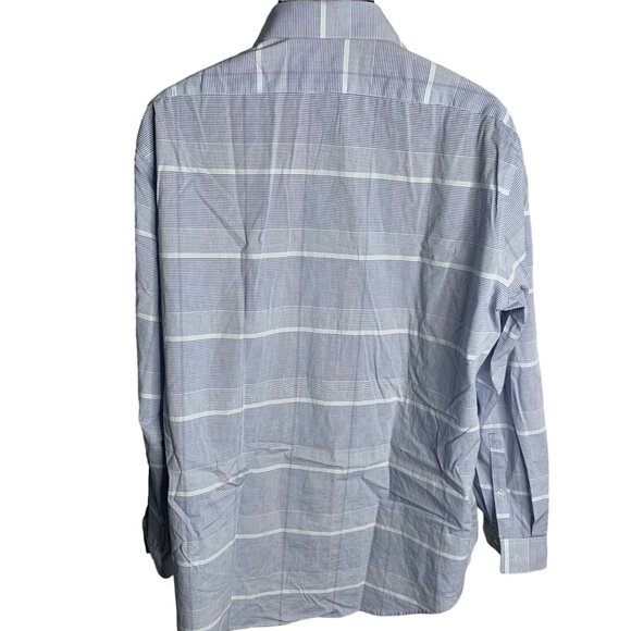 Calvin Klein Slim Fit Button Up Shirt XL Blue Checkered Long Sleeves Cotton - Picture 4 of 6